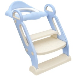 ZONEKIZ Baby-Toilettensitz klappbarer Toilettentrainer mit Treppe, Kunststoff, Blau, 51.5 cm, 67.9L x 42.8B x 51.5H cm blau|weiß