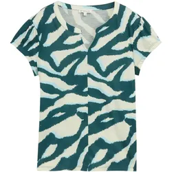 TOM TAILOR Damen T-Shirt mit Muster, grün, Animalprint, Gr. XL