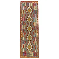 HAMID - Kilim Herat, Teppich Kelim Herat, 100% Handgewebte Wolle, Ethnischer Teppich Baumwollteppich mit Geometrischem Muster für Wohnzimmer, Schlafzimmer, Esszimmer, (249x81cm)