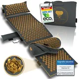 CALM ELEPHANT ORIGINAL® Akupressurmatte mit Kissen XXL Set ULTIMATE 6-teilig, Massagematte Rücken, Verspannungen lösen, Akupunktur Matte, Kissen mit Wärmefunktion, Lenden-& Kniekissen, Fußmatte, grau