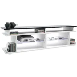 Vladon Movie Lowboard 134 x 29 x 39 cm Weiß matt/Eiche