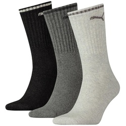 PUMA Unisex Sport-Socken, Vorteilspack - Sport Crew Stripe, Tennissocken, Streifen Grau 47-49 3er Pack (1x3P)