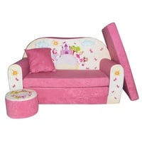 Kindersofa Pink Castle Sofa Kinderzimmersofa zum Aufklappen FORTISLINE