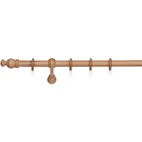 ondeco Gardinenstange Holz 28mm 1-lauf Komplettgarnitur Vorhangstange Farbe: Buche, Größe: 120 cm
