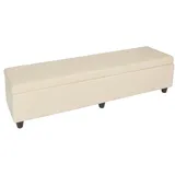 Mendler Aufbewahrungs-Truhe Kriens XXL, Leder + Kunstleder, 180x45x45cm ~ creme