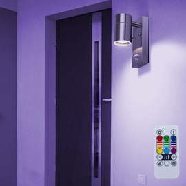 ETC Shop 2er Set RGB LED Down Strahler Bewegungssensor Fernbedienung Außen Wand Lampen Fassaden Spots dimmbar