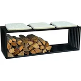 DanDiBo Ambiente DanDiBo Kaminholzregal Innen Metall Schwarz Kaminholzständer 96430 150 cm Holzkorb Kaminholzhalter Brennholzregal