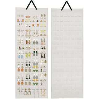 Lolalet Hängender Ohrring Organizer mit 20 Haken und 608 Löcher für Ohrringe, jewelry organizer Schmuckaufbewahrung Wand Ohrringe Kleiderbügel Piercing Ohrring Aufbewahrung - Beige, 1 Stück