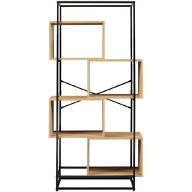 [en.casa] Bücherregal Rennebu 80 x 33 x 160 cm Schwarz/Eiche