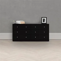 Sideboard HOME AFFAIRE "May, Aufbewahrung, Schubkastenkommode, Stauraum", schwarz, B:143,1cm H:68,3cm T:31,7cm, Spanplatte, Sideboards, mit 6 Schubladen, Knopfgriffen,Tiefe von 30 cm, Breite 143 cm
