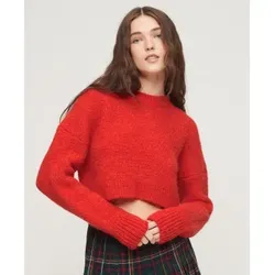 Superdry für Damen. W6110527A Kurzer Strickpulli mit roter Vintage-Struktur (M), Lässig, Acryl