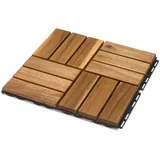 iWerk® Holzfliese Akazie Geriffelt 12 Lamellen 30 × 30 cm Lebhafter 3D-Riffel-Effekt Wasserabweisend Barfußgeeignet FSC®-Zertifiziert Natur Geölt 9 Stück Klicksystem