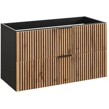 Lomadox Waschtischunterschrank 2 Auszüge 100 x 57 x 46 cm Anthrazit/Eiche