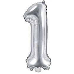 Folienballon silber Zahl 1