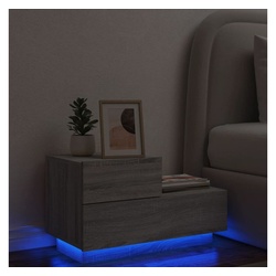 vidaXL Nachttisch Nachttisch mit LED-Leuchten Grau Sonoma 70x36x40,5 cm (1-St) grau