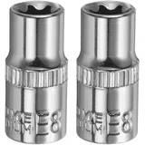 QUARKZMAN 1/4" x E8 Torx Bit Set, 2 Stück Torx Nuss Set Schrauber Sechskant Steckschlüsseleinsätze, Antrieb Tiefnuss Stern-Stecknuss für Auto Reparaturen Hauswartung DIY Handarbeit