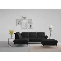 Ecksofa SIT & MORE "Fashion L-Form", schwarz, B:250cm H:84cm T:207cm, Sofas, wahlweise mit Kopfteilverstellung, Vorziehsitz, motorisch, Nickelfüße