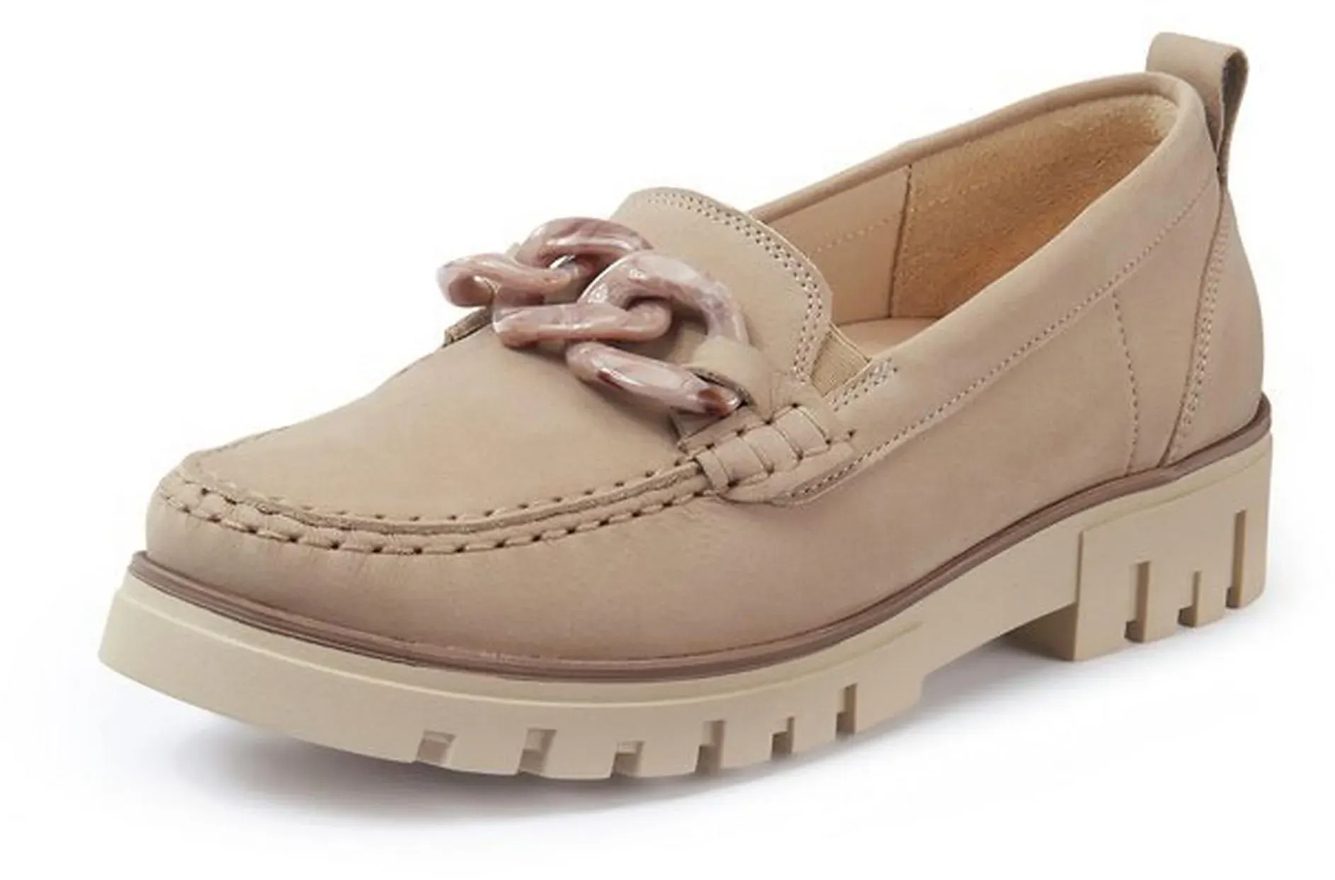 Les mocassins en cuir nubuck vachette  Basler by Waldläufer beige