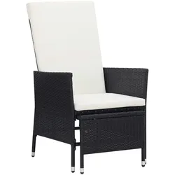 vidaXL Garten-Liegestuhl mit Auflagen Poly Rattan Schwarz