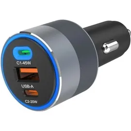 forcell F-ENERGY Alu Autoladegerät 2 x Typ C + USB A PD QC4.0 SFC2.0 4.5A 65W grau