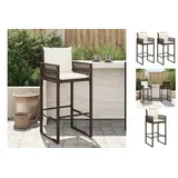 vidaXL Garten-Barhocker mit Kissen 2 Stk. Braun Poly Rattan