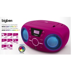 BigBen tragbarer CD Player CD61 pink USB MP3 FM Radio AUX-IN AU363180 CD-Player