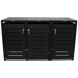 TPFGarden Mülltonnenbox LONDON (Mülltonnenverkleidung - Mülltonnenbox für 3 - Stahl verzinkt, Praktische Box für 240 L Tonnen in coolem Design und edlem anthrazit), Premium Mülltonnenhaus - Maße (BxHxT): 198 x 116 x 80 cm grau 198.0 cm x 116.0 cm x 80.0 cm