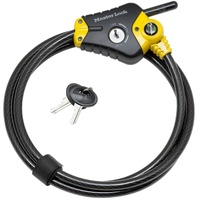 Master Lock Python Verstellbares Verschlusskabel, Lnge: 4,50 m] Durchmesser: 10 mm; schwarz und gelb,