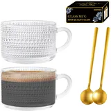 Latte Macchiato GläSer Set, 2 StüCk 440ml Espresso Tassen Set Kaffeeglas Teeglas Mit Henkel FüR Latte, Cappuccino, GeträNke, Eis, Milch