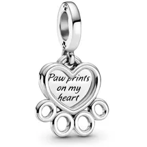Pandora Herzen und Pfotenabdruck Silber 799360C00