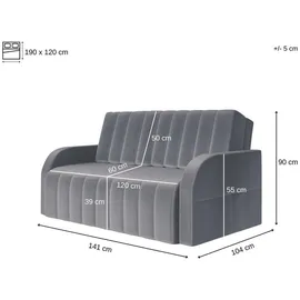 e-meubles Innovatives Schlafsofa mit Schlaf-funktion, Sofa mit Stauraum, wandelbarer Sessel, elegantes Design – montana 120 Grau, – Kronos 22)