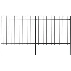 Gartenzaun mit Speerspitzen Stahl 3,4 x 1,5 m Schwarz