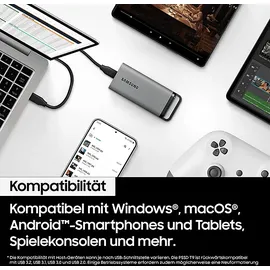 Samsung PSSD T5 EVO Festplatte, 2 TB SSD, extern, Grau
