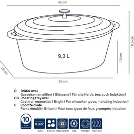 Kela Calido Bräter 36 x 29 cm oval rot