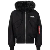 Alpha Industries Herren 45P Hooded Custom Bomberjacke, Black/Black, XXL