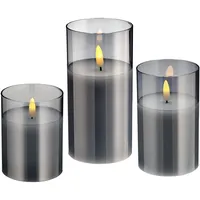 Spetebo LED Echtwachskerze 10 12,5 15 cm weiß