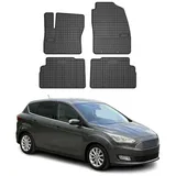Omac Gummi Fußmatten kompatibel mit Ford C-Max 2010-2019 Automatten Gummi Schwarz 4tlg