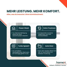 Homex DWSI601442A Geschirrspüler (teilintegrierbar, 598 mm, Silber)