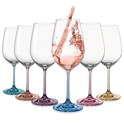 Crystalex Weißweinglas Weißweingläser Spectrum 350 ml 6er Set, Glas, mehrfarbig blau|gelb|lila|orange|rot|weiß