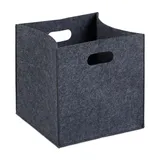 4er Set quadratische Filzkörbe, faltbar, mit 2 Trageöffnungen, schicke Regalkörbe, H x B x T: 30 x 30 x 30 cm, anthrazit