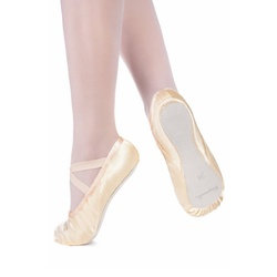 tanzmuster Ballettschuhe Nicky aus Satin mit ganzer Ledersohle Tanzschuh Ballettschläppchen für Mädchen goldfarben 37