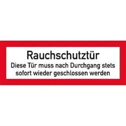 Aufkleber Rauchschutztür Diese Tür muss nach Durchgang ..., Folie, 210x74 mm