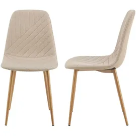 [en.casa] Essgruppe 'Hemnes' 5-teilig 1 Tisch mit 4 Stühlen Textilbezug Stahlbeine Hellbraun - Hellbraun