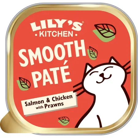 Lily's Kitchen Smooth Paté Pastete Für Katzen Lachs Huhn Und Garnelen 85g
