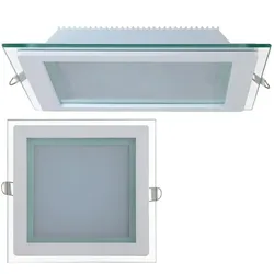 V-Tac LED Panel mit Glas Rahmen für die moderne Beleuchtung im Wohnraum Kaltweiss 18 Watt-Eckig 198x198mm