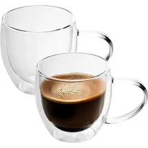 Intirilife 2x Doppelwandiges Thermo Glas Set in 200 - 250ml – Mundgeblasen isoliert für Latte Macchiato, als Teeglas oder Kaffeeglas