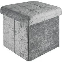 Intirilife Faltbarer Sitzhocker 30x30x30 cm in Samt Grau - Sitzwürfel
