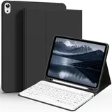 IAMKHO Tastatur Hülle für iPad (A16) 11 Zoll 2025 & iPad 10. Generation 10,9 Zoll 2022, Magnetische Abnehmbare Tastatur QWERTZ-Layout Keyboard Hülle, Schutzhülle mit TPU Rückschale, Schwarz