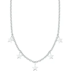 Kette mit Anhänger AMOR "Sterne, 2027177", silber (edelstahlfarben), Halsketten, Damen, Edelstahl, L: 43cm