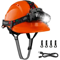 Mustbau GM16-HL Schutzhelm mit LED, Bauhelm für Erwachsene, mit Gestensensor-LED-Licht, Lange Batterielebensdauer Geeignet für Baustellen, Nachtarbeit, Angeln, ABS-Material für Männer und Frauen